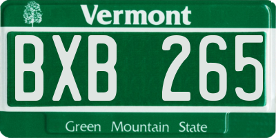 VT license plate BXB265