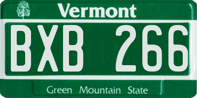 VT license plate BXB266
