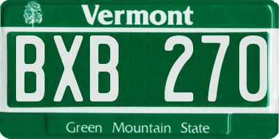 VT license plate BXB270