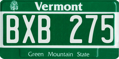 VT license plate BXB275