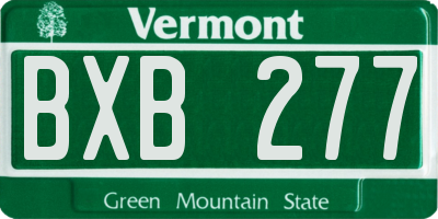 VT license plate BXB277
