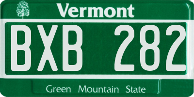 VT license plate BXB282