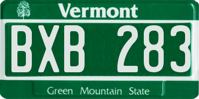 VT license plate BXB283