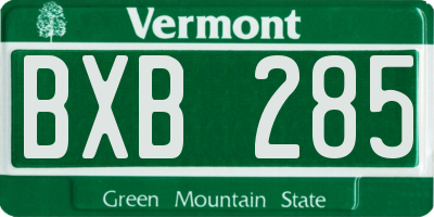 VT license plate BXB285
