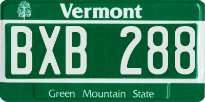VT license plate BXB288