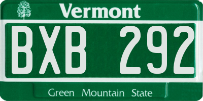 VT license plate BXB292