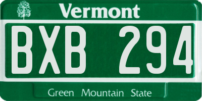 VT license plate BXB294