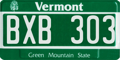VT license plate BXB303