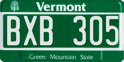 VT license plate BXB305