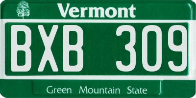 VT license plate BXB309