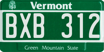VT license plate BXB312
