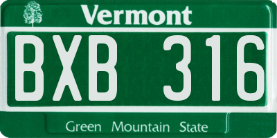 VT license plate BXB316