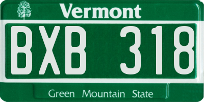 VT license plate BXB318