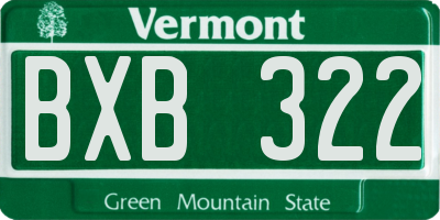 VT license plate BXB322
