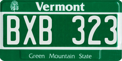 VT license plate BXB323