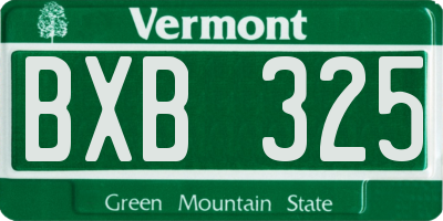 VT license plate BXB325