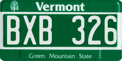 VT license plate BXB326