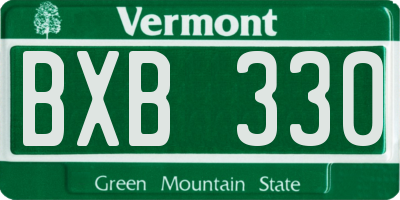 VT license plate BXB330