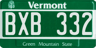 VT license plate BXB332