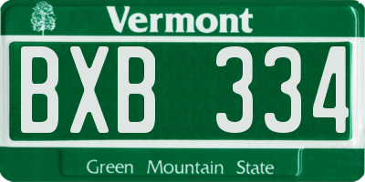 VT license plate BXB334