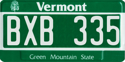 VT license plate BXB335
