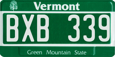 VT license plate BXB339