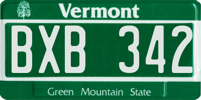 VT license plate BXB342