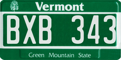 VT license plate BXB343