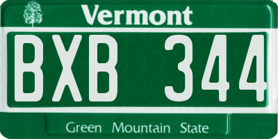 VT license plate BXB344