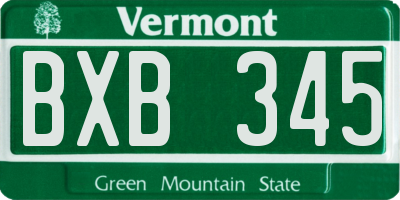 VT license plate BXB345