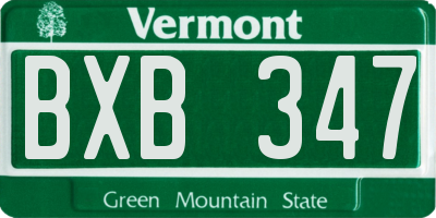 VT license plate BXB347