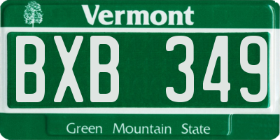 VT license plate BXB349
