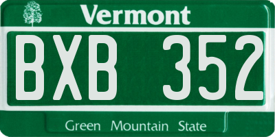VT license plate BXB352