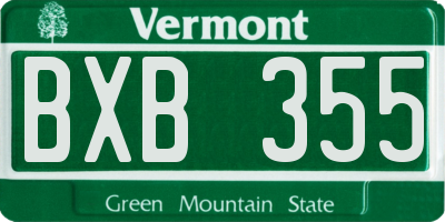 VT license plate BXB355