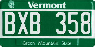 VT license plate BXB358