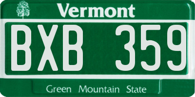 VT license plate BXB359