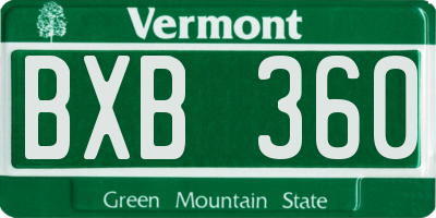 VT license plate BXB360