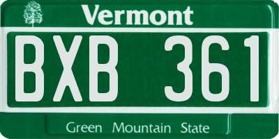 VT license plate BXB361