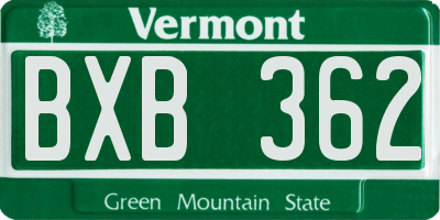 VT license plate BXB362