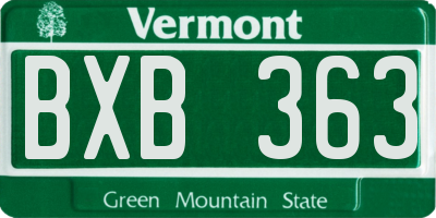 VT license plate BXB363