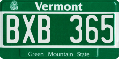 VT license plate BXB365