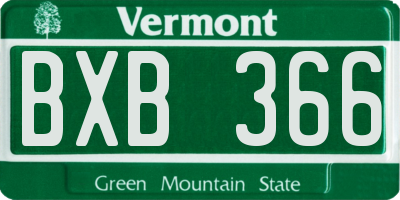 VT license plate BXB366