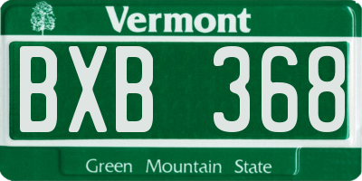 VT license plate BXB368