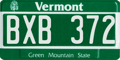 VT license plate BXB372