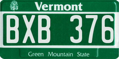 VT license plate BXB376