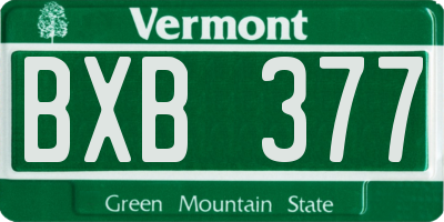 VT license plate BXB377