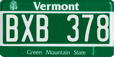 VT license plate BXB378