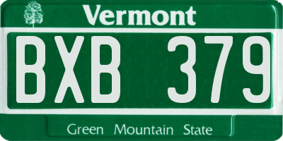 VT license plate BXB379