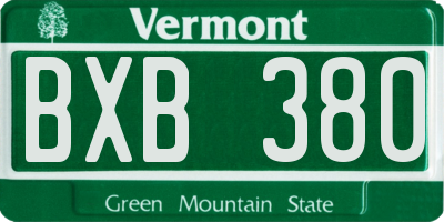 VT license plate BXB380