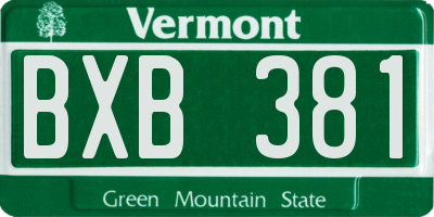 VT license plate BXB381